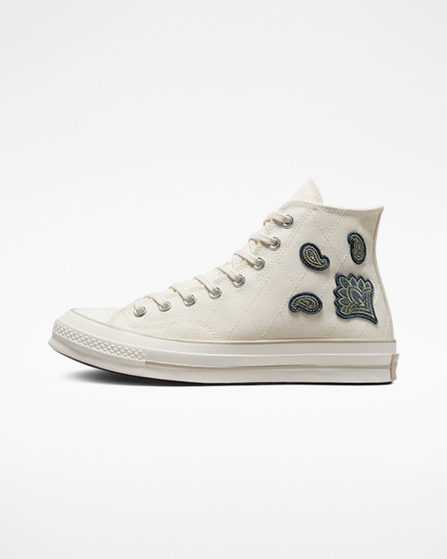 Dámské Boty Vysoké Converse Chuck 70 Crafted Patches Béžový Tmavě Blankyt Zelene | CZ ECRS65